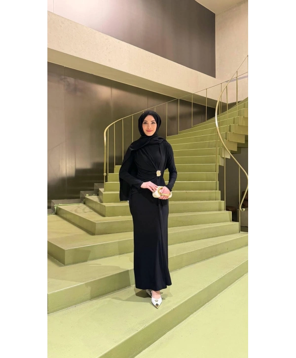 Siyah Sendi Kumaş Elbise Modelimiz