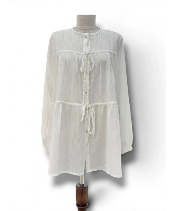 Beyaz Kimono Yazlık Yeni Trend Gömlek Modelimiz