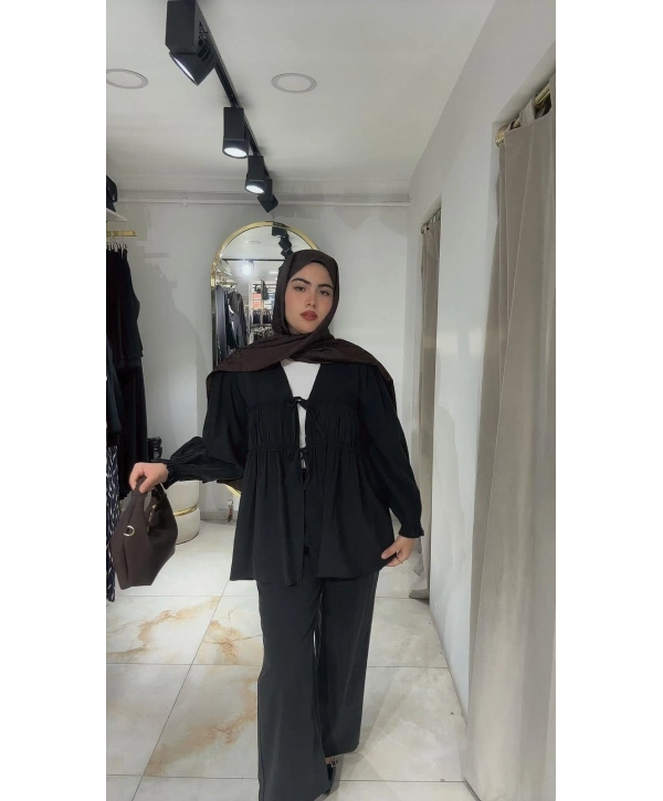 Siyah Modal Kumaş Pantolonlu Takım Modelimiz