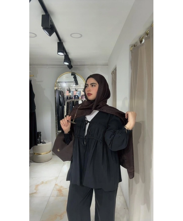 Siyah Modal Kumaş Pantolonlu Takım Modelimiz