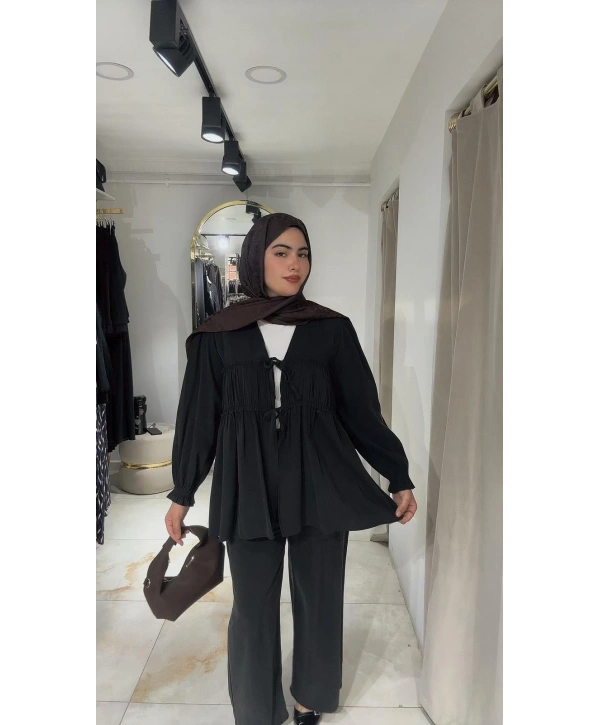 Siyah Modal Kumaş Pantolonlu Takım Modelimiz
