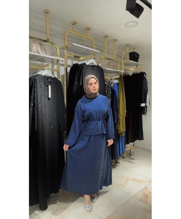 Lacivert Modal Kumaş Etekli Takım Modelimiz
