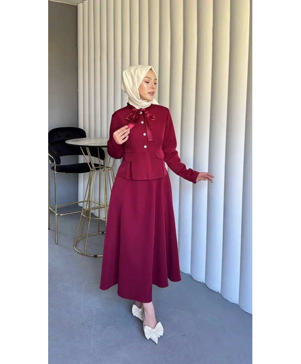 bordo double kumaş takımımız