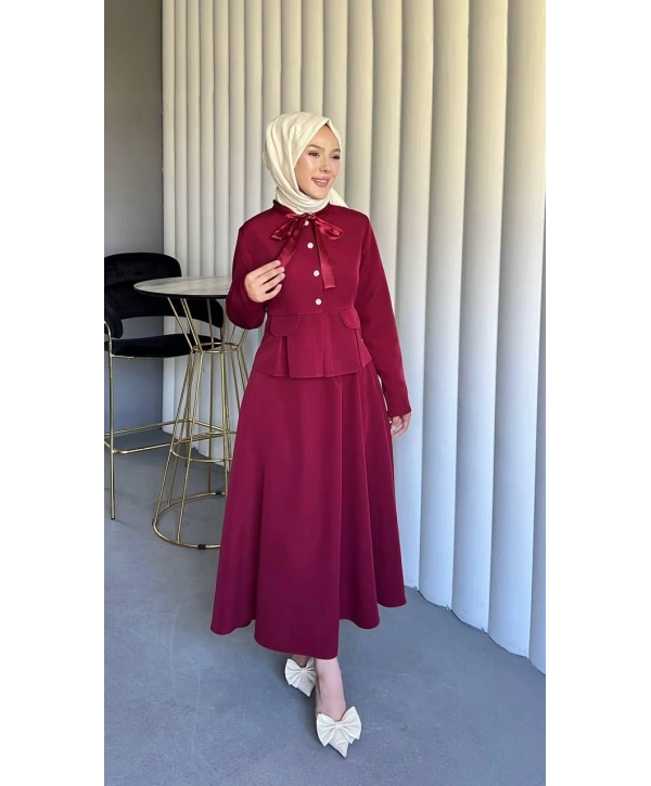 bordo double kumaş takımımız