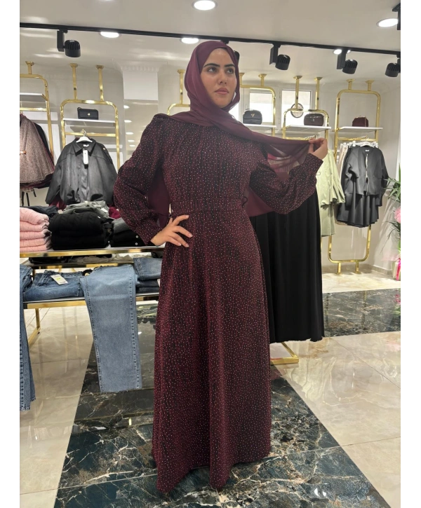 Bordo Taşlı Abiye Modelimiz