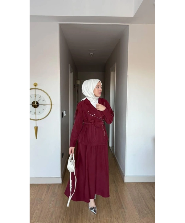 Bordo Uzun Etek Modelimiz