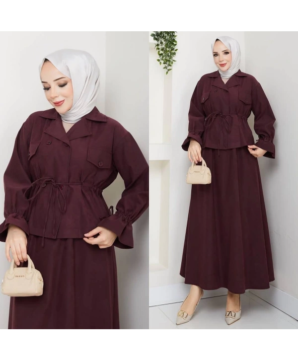 Kadın Bordo Tesettür İkili Takım