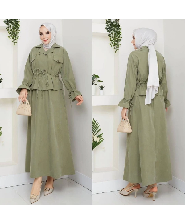 Kadın Haki Tesettür İkili Takım
