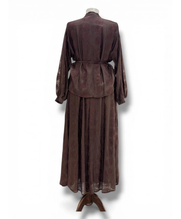 Kahve Rengi Güpür Dantel Takım Modelimiz