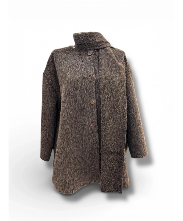 Kahve Rengi Atkılı Kışlık Kadın Ceket – Yeni Sezon