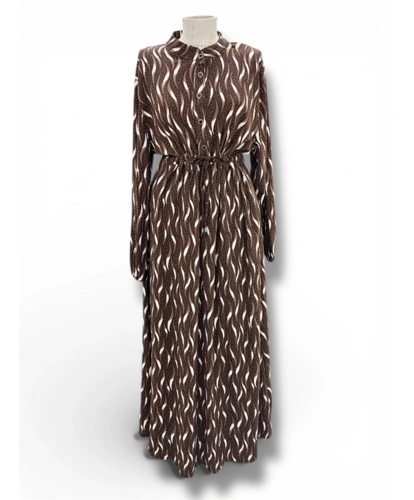 Kahve Rengi Viskon Kumaş Elbise Modelimiz