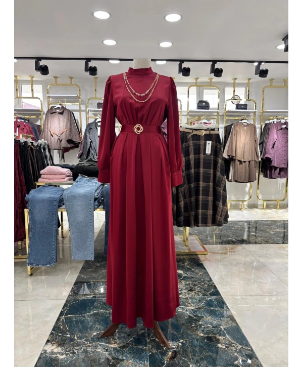 Kırmızı Saten Abiye Modelimiz