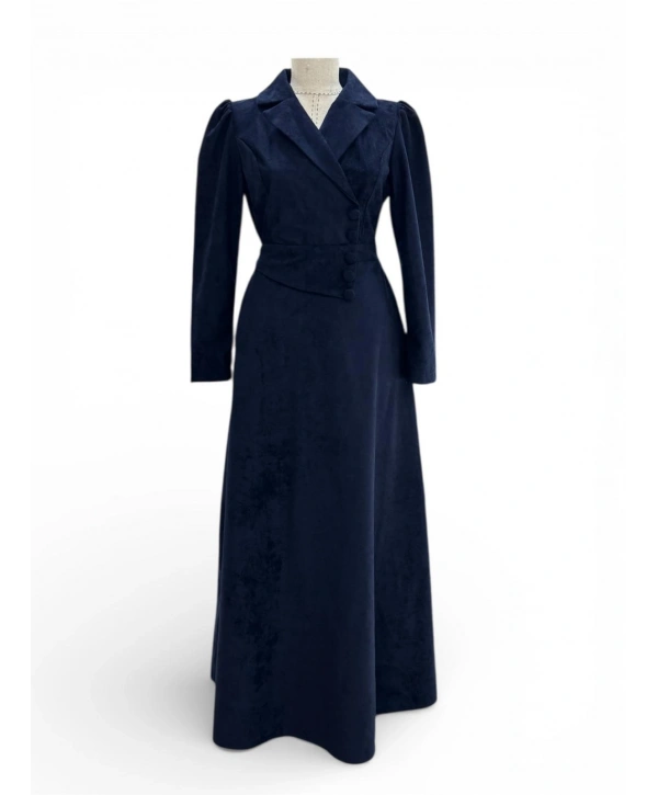 Lacivert Rengi Süet Kumaş Elbise Modelimiz