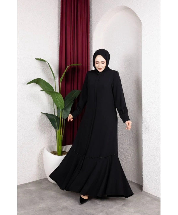 Siyah Adriana Kumaş Ferace Modelimiz