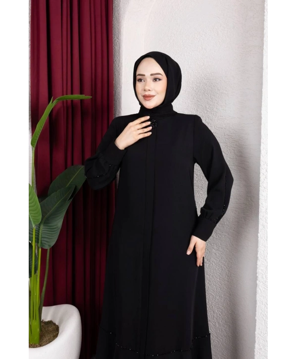 Siyah Adriana Kumaş Ferace Modelimiz