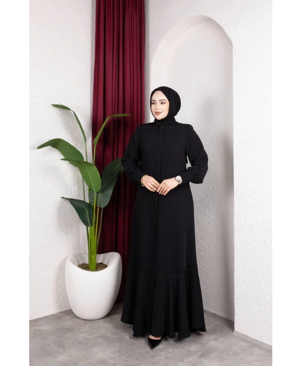 Siyah Adriana Kumaş Ferace Modelimiz