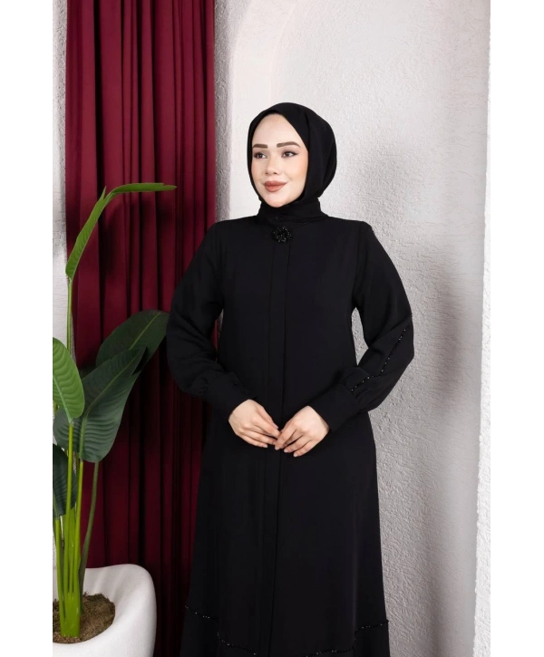 Siyah Adriana Kumaş Ferace Modelimiz