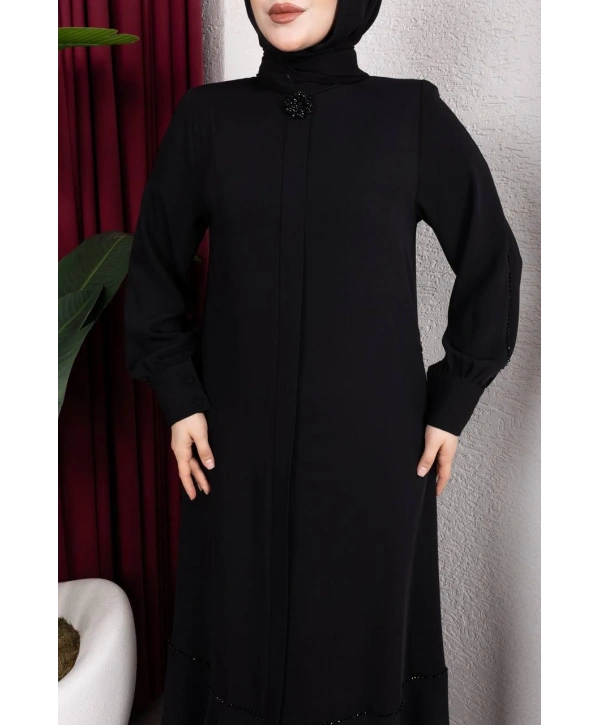 Siyah Adriana Kumaş Ferace Modelimiz