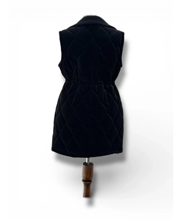 Siyah Kaşe Garneli Baklava Desenli Şişme Yelek Modelimiz