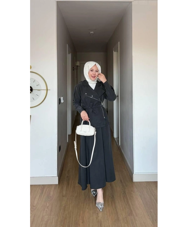 Antrasit Uzun Etek Modelimiz