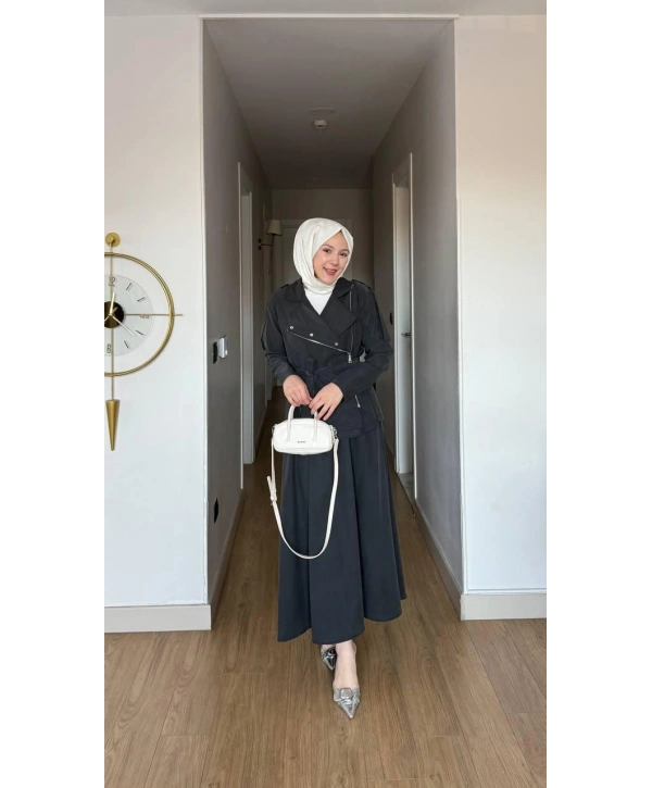 Antrasit Uzun Etek Modelimiz