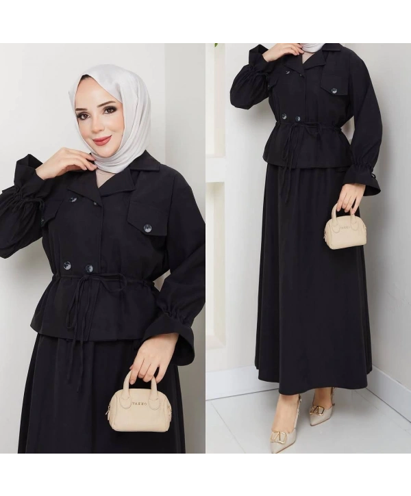Kadın Siyah Tesettür İkili Takım