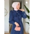 Mavi Modal Kumaş Yaka Göğüs Ve Eteği Fırfırlı Elbise Modelimiz