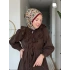 Acı Kahve Modal Kumaş Yaka Göğüs Ve Eteği Fırfırlı Elbise Modelimiz