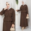 Kadın Kahverengi Tesettür İkili Takım