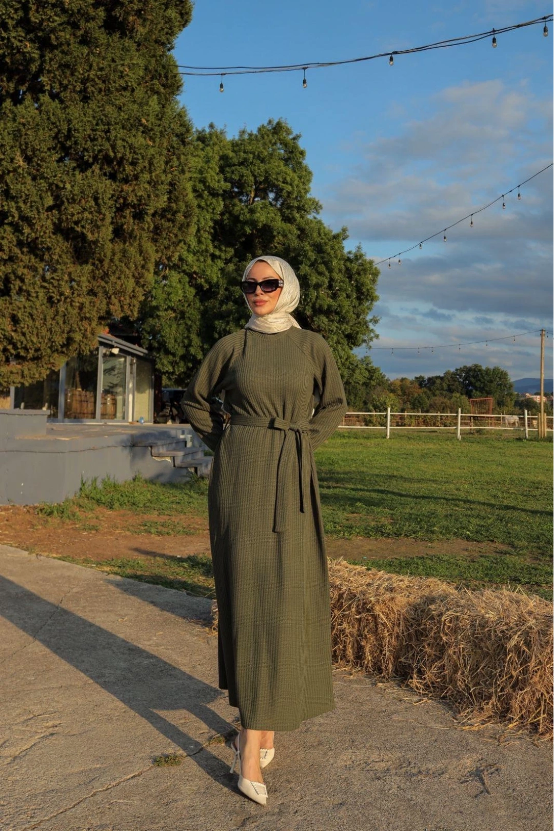 Haki  Tessettür Elbise Modelimiz