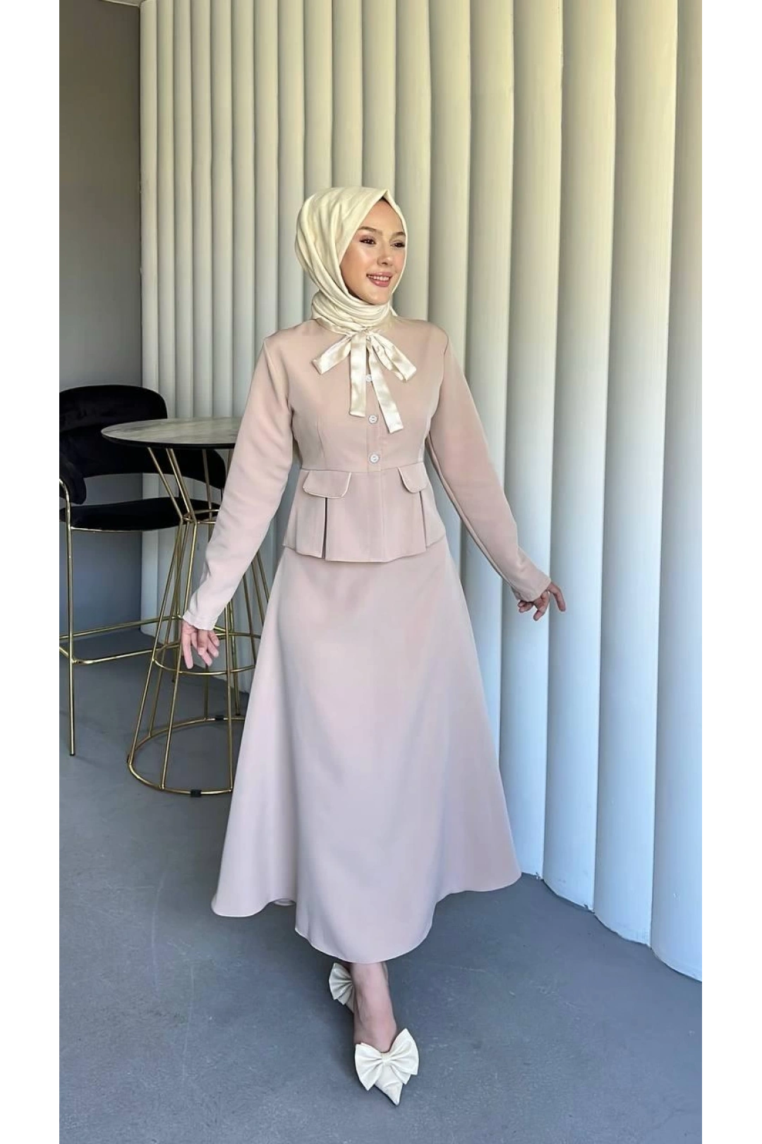 bej double kumaş takımımız