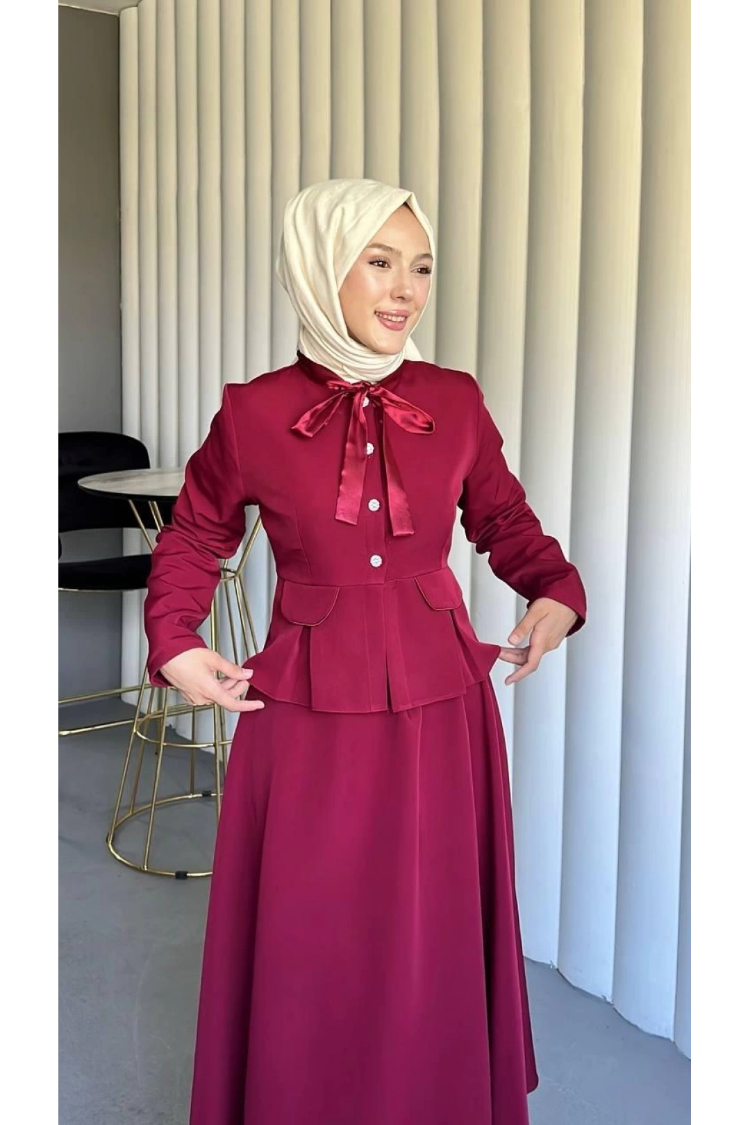 bordo double kumaş takımımız