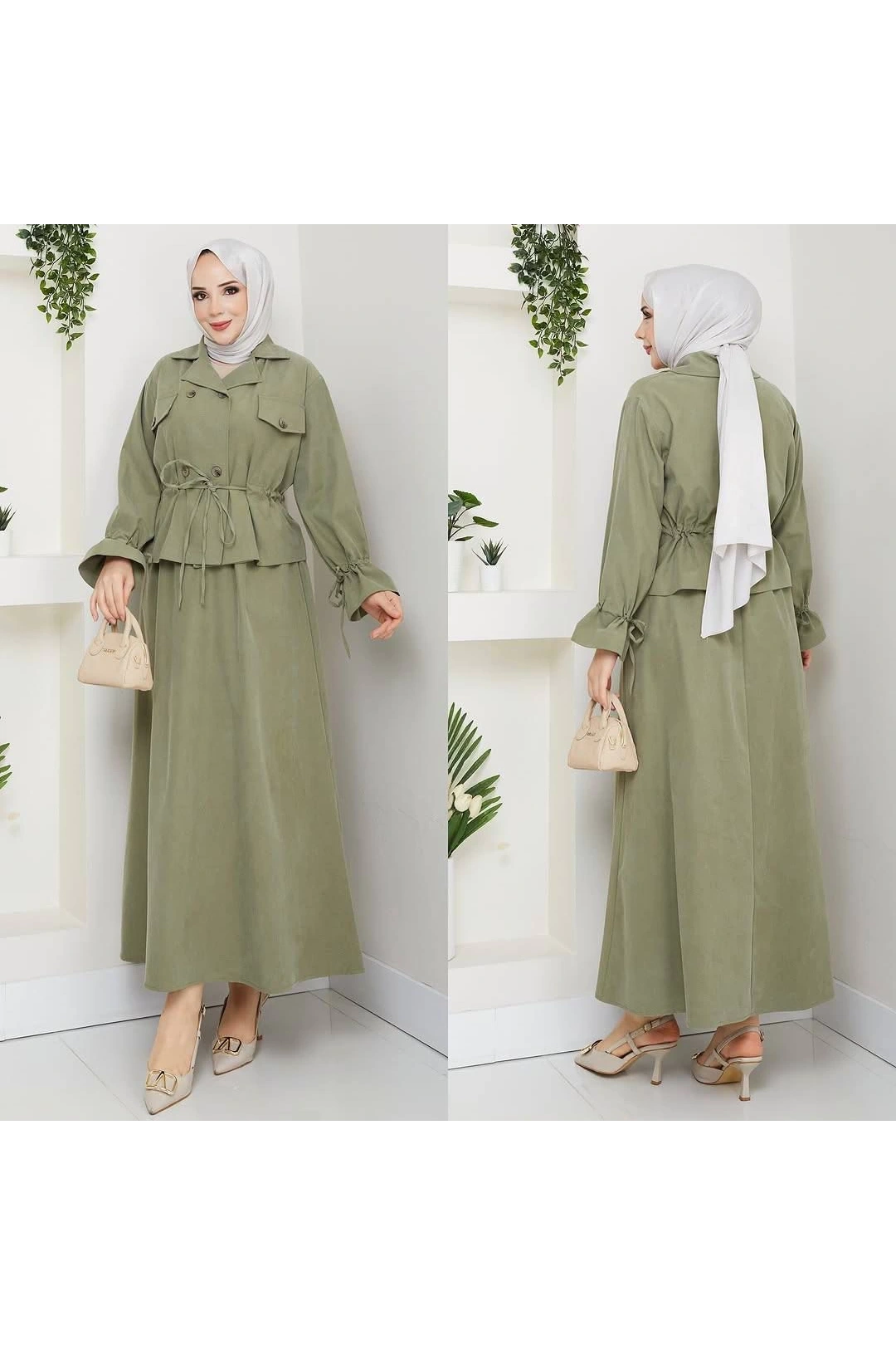 Kadın Haki Tesettür İkili Takım