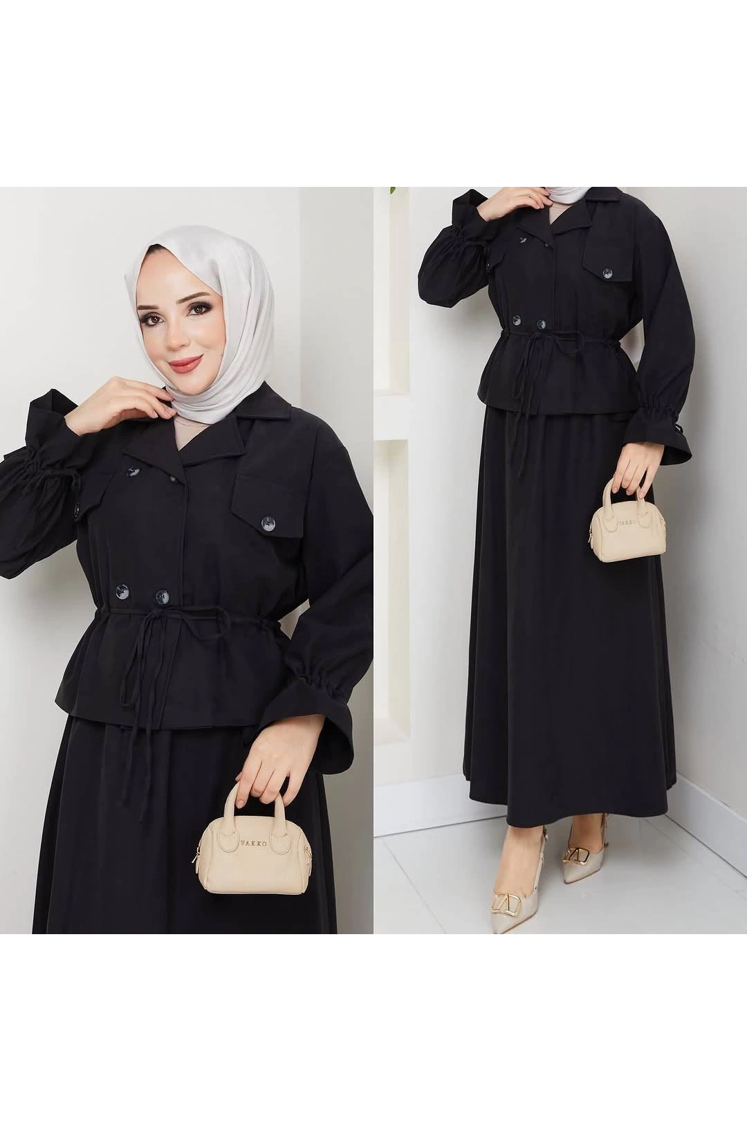 Kadın Siyah Tesettür İkili Takım