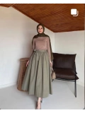Haki Torino Kumaş Etek Modelimiz