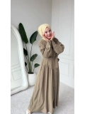 Haki Modal Kumaş Kuşaklı Düğmeli Elbise Modelimiz