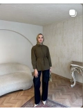 Haki Belden Bağlamalı Basic Gömlek