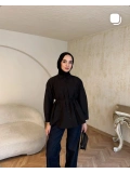 Siyah Belden Bağlamalı Basic Gömlek Modelimiz