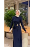 Lacivert Sendi Kumaş Likralı Elbise Modelimiz