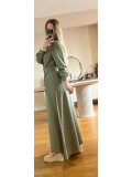 Yeşil Modal Kumaş Beli Lastikli Kemerli Elbise Modelimiz