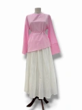 Pembe Poplin Kumaş Belden Bağlamalı Gömlek Modelimiz