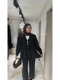 Siyah Modal Kumaş Pantolonlu Takım Modelimiz