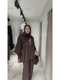 Kahve Rengi Modal Kumaş Pantolonlu Takım Modelimiz