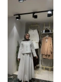 Beyaz Yazlık Keten Kumaş Elbise Modelimiz