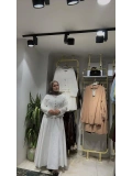 Beyaz Yazlık Keten Kumaş Elbise Modelimiz
