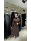 Kahve Rengi Modal Kumaş Etekli Takım Modelimiz