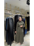 Yeşil Cupra Modal Kumaş Düğmeli Elbise Modelimiz
