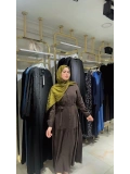 Kahve Rengi Cupra Modal Kumaş Düğmeli Elbise Modelimiz