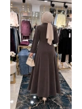 Kahverengi Abaya Görünümlü Elbise Modelimiz