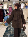 Kahverengi Kürklü Atkılı Panço Modelimiz